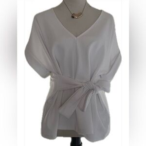 Express White V-Neck Tie-Waist Tunic